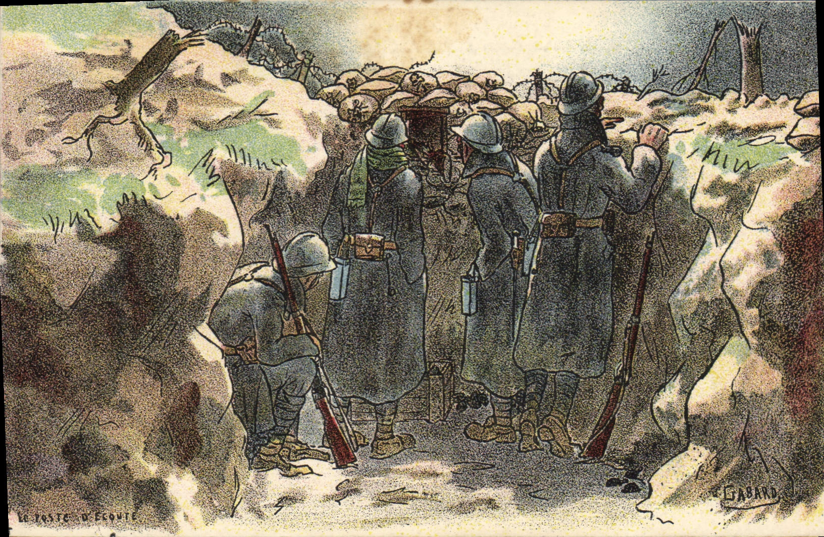 CPA Militaria Le poste d'ecoute 