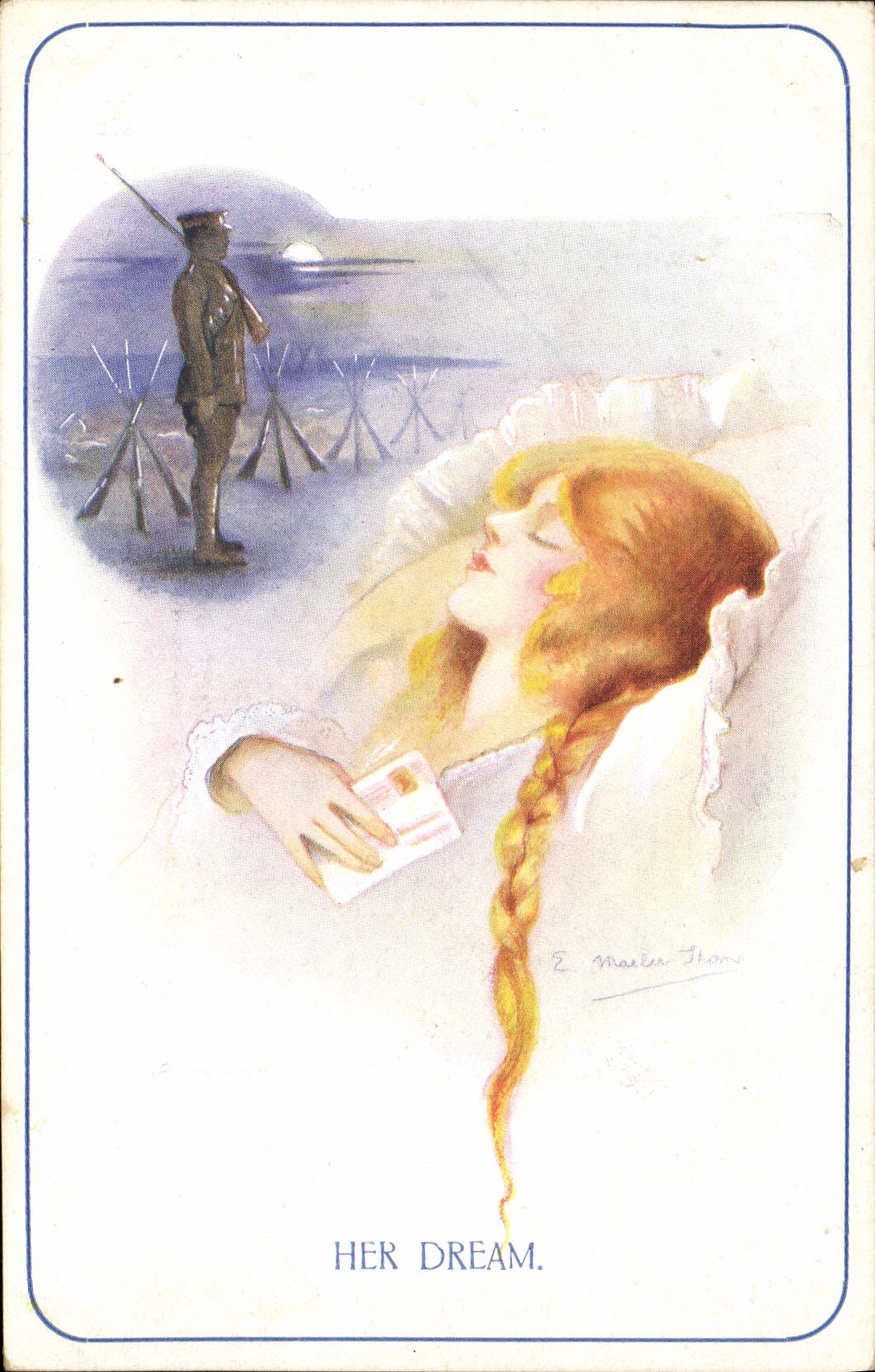 CPA Militaria Femme Her dream 