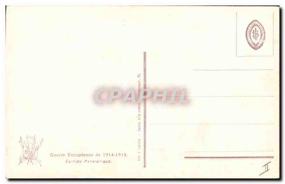 CPA Militaria Alsace Fourie Coq Alsace  — Rückseite