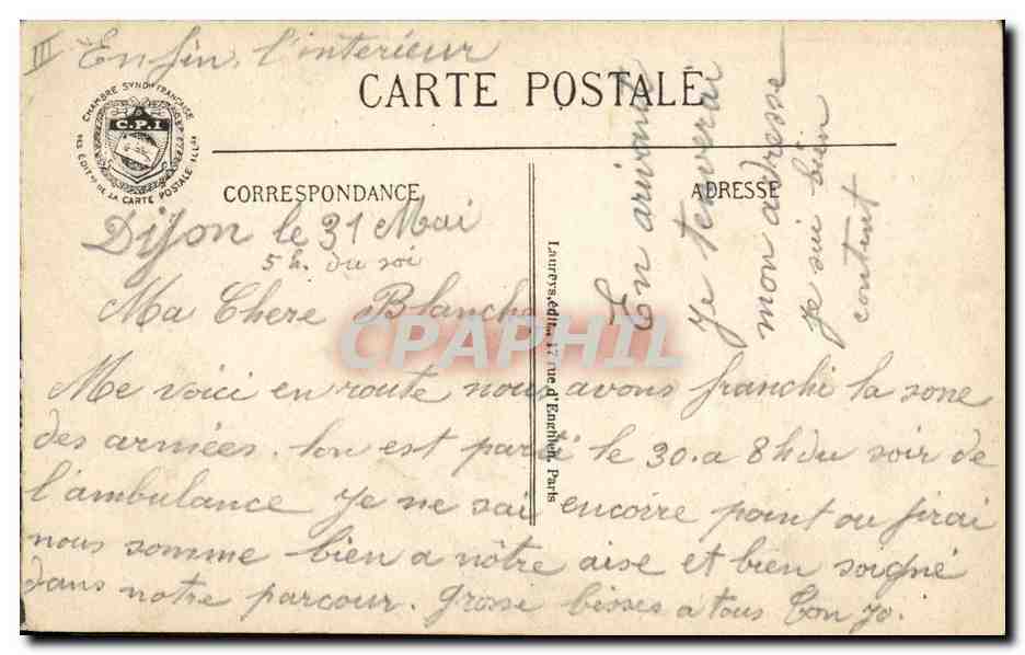CPA Militaria Bureau du vaguemestre  — Rückseite