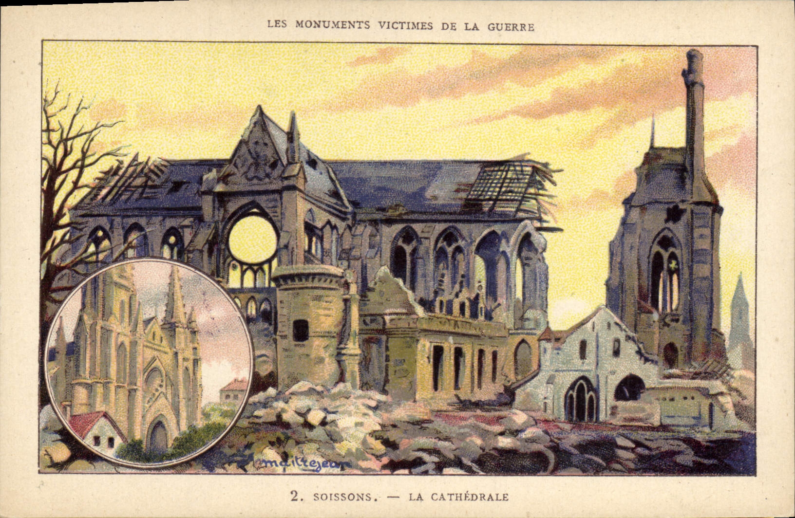 CPA Militaria Soissons La cathedrale 