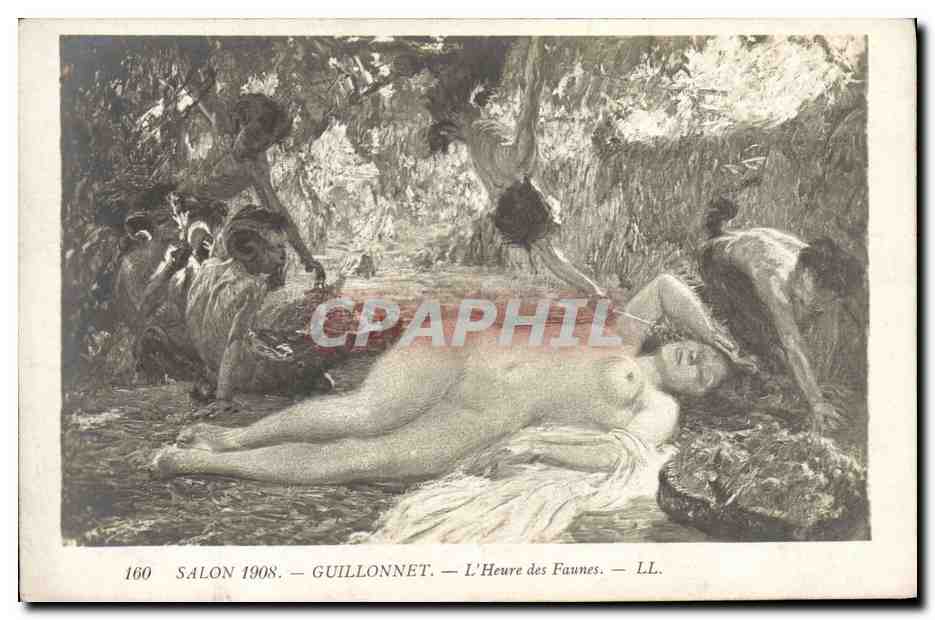 CPA Salon 1908 Guillonnet L'ehure des faunes Nu erotique
