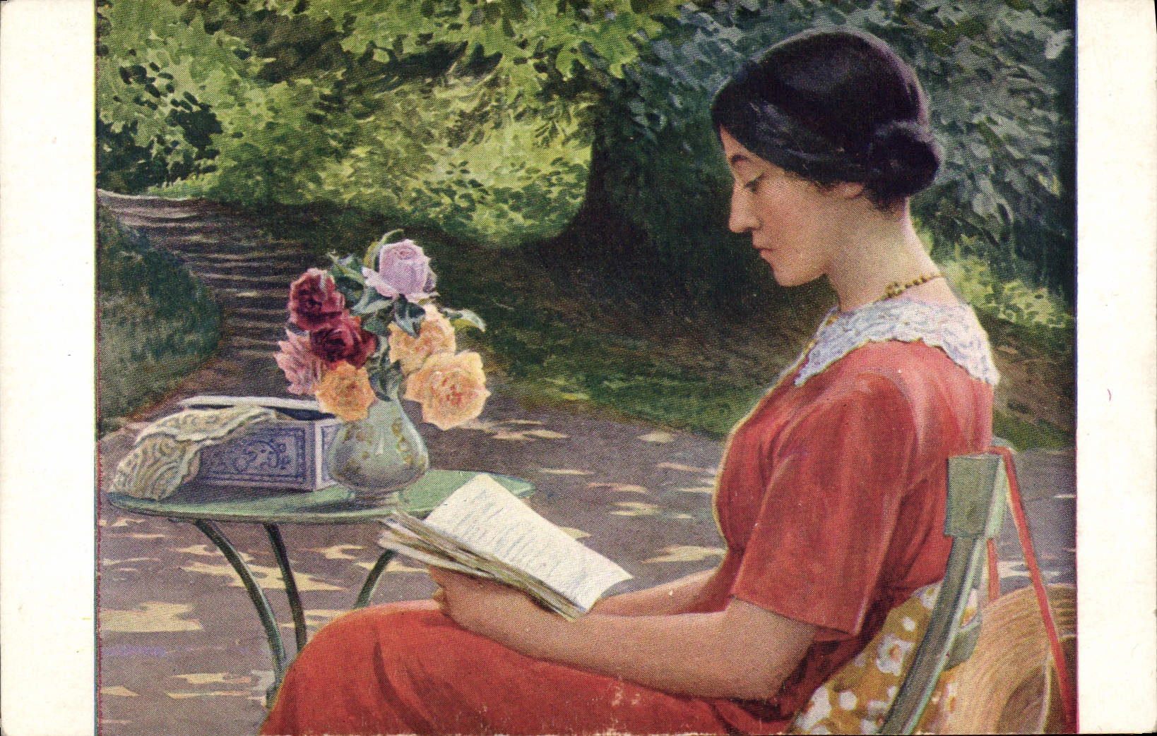 CPA Sonrel La liseuse au jardin Salon de Paris 