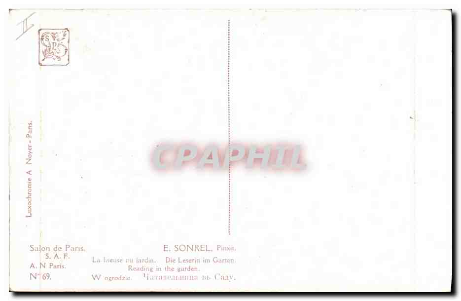 CPA Sonrel La liseuse au jardin Salon de Paris  — Verso