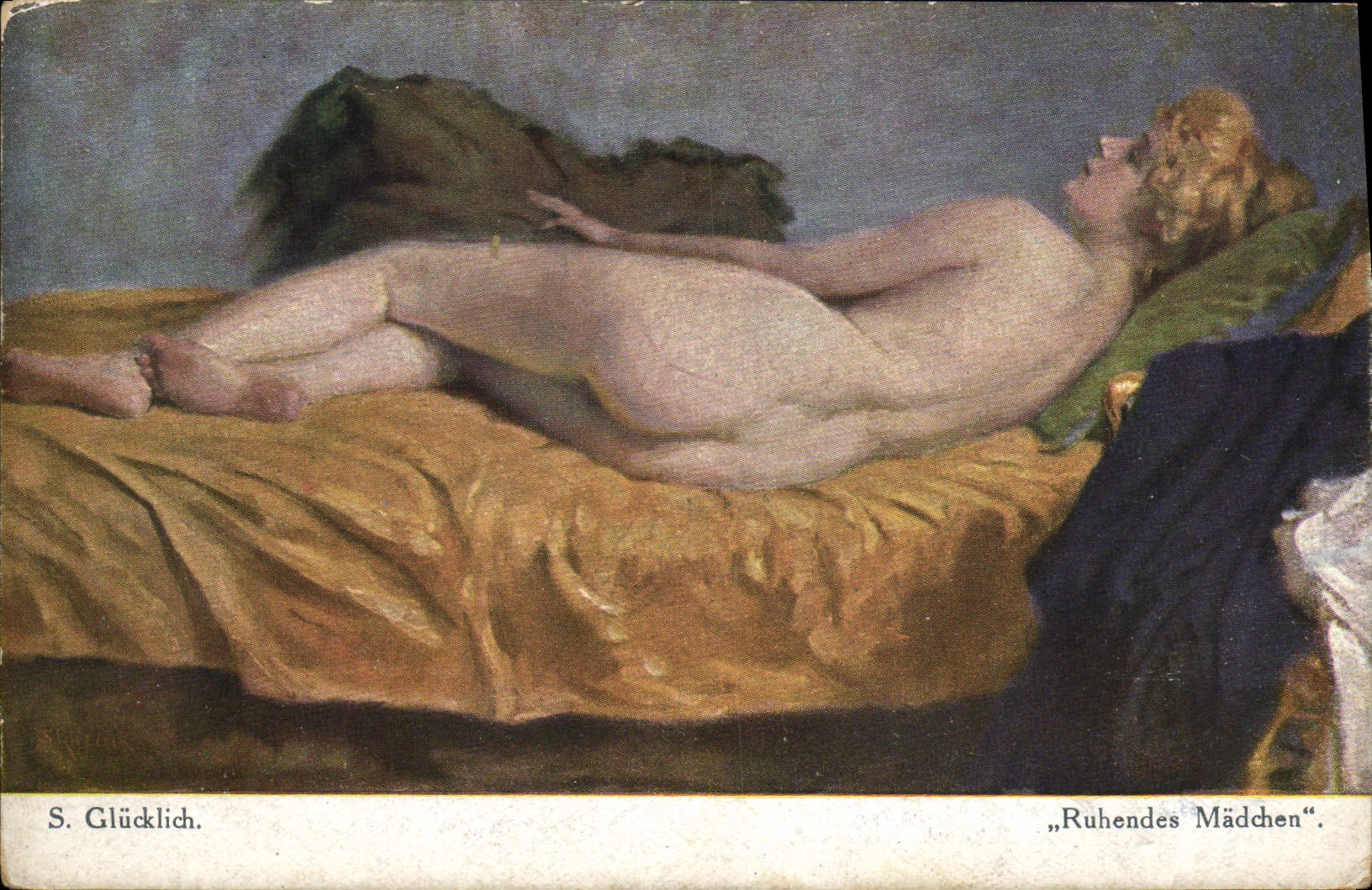 CPA Nu erotique Glucklich Ruhendes Madchen 