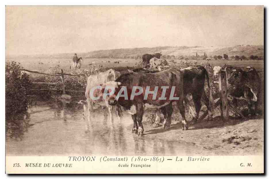 CPA Troyon La barriere Paris Musee du Louvre Vaches 