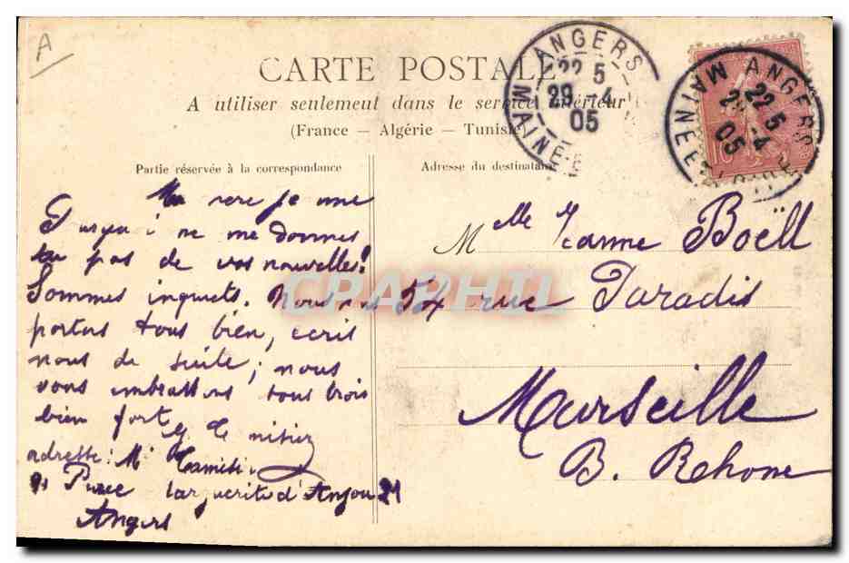 CPA Folklore Anjou Costumes et coiffes des Ponts de Ce La lettre de l'amie  — Verso