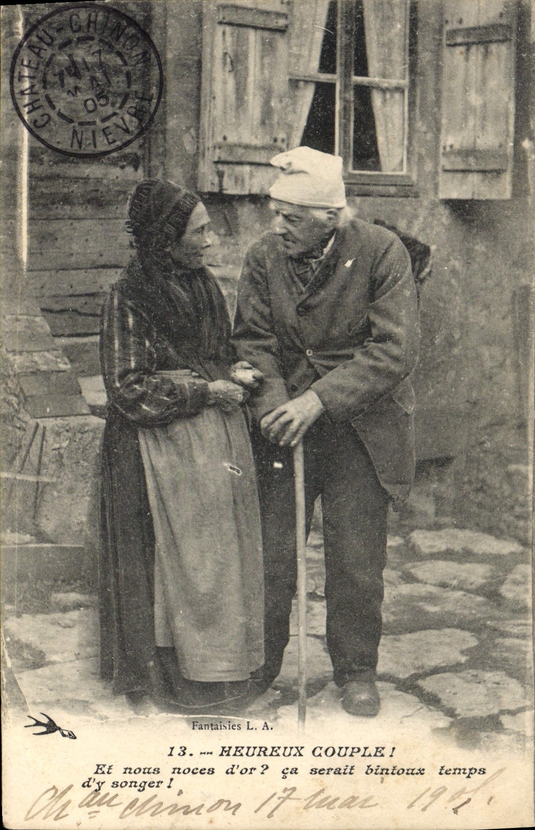 CPA Folklore Heureux couple 