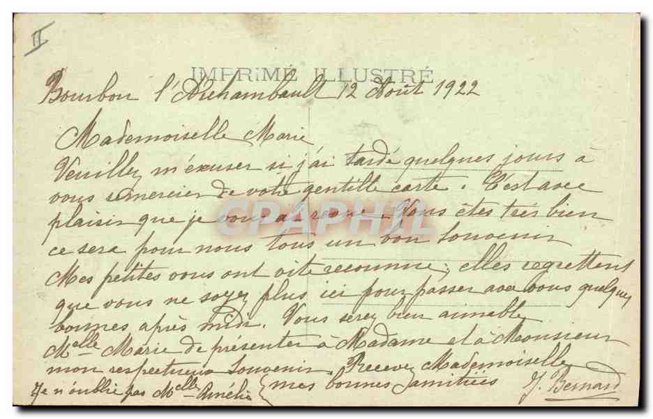 CPA Folklore Le Bourbonnais  — Verso