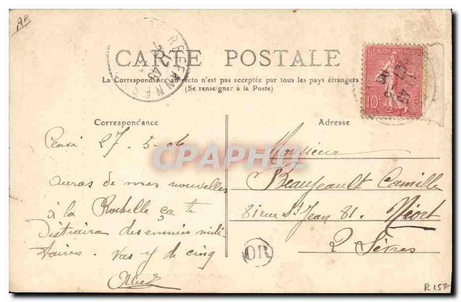 CPA Folklore Deux Sevres Coiffe dite la Caline Portee dans les cantons d'Airvault Gourge St loup Thenezay  — Verso