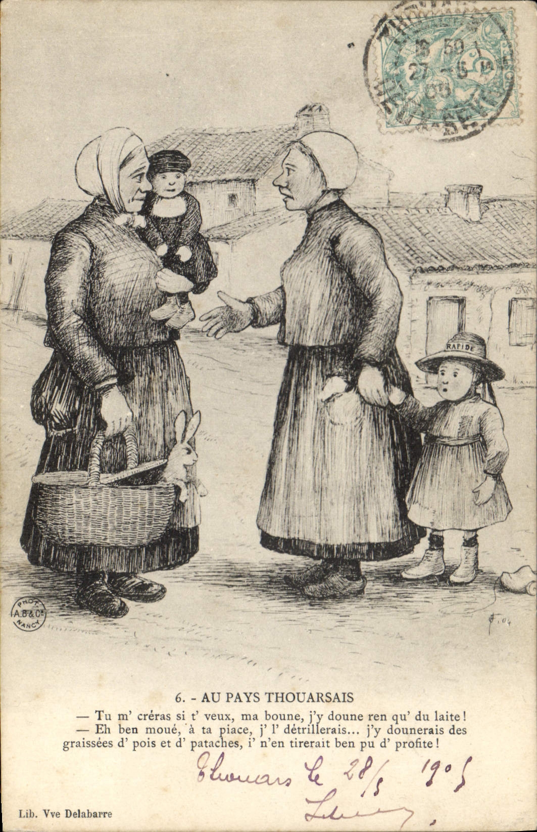 CPA Folklore Au Pays Thouarsais Lapin Enfants 