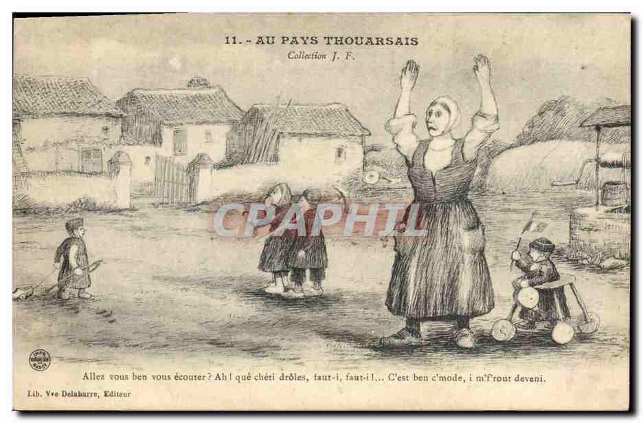 CPA Folklore Au pays Thouarsais Femme Enfants 