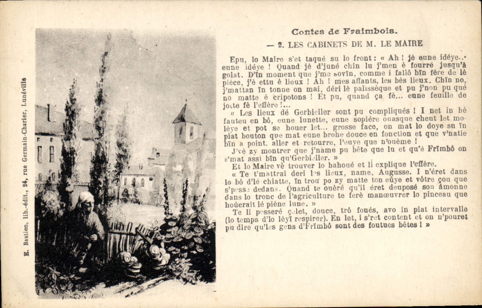 Les Cabinets de M. le Maire — Contes de Frimbos — Éd. E. Bastion, rue Germain-Charter, Lunéville