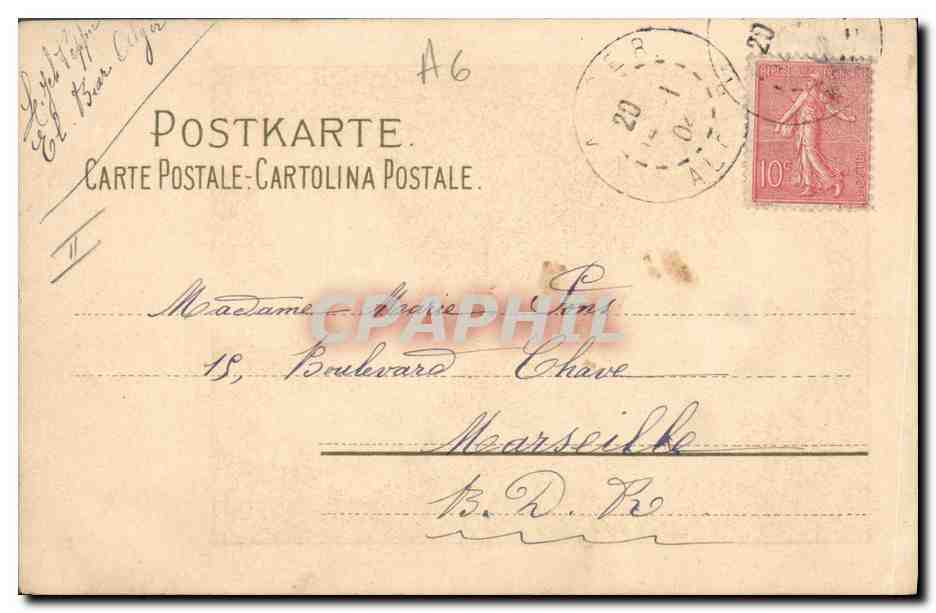 Junge Frau in historischem Kleid — 1904 — unbekannter Verlag — Rückseite