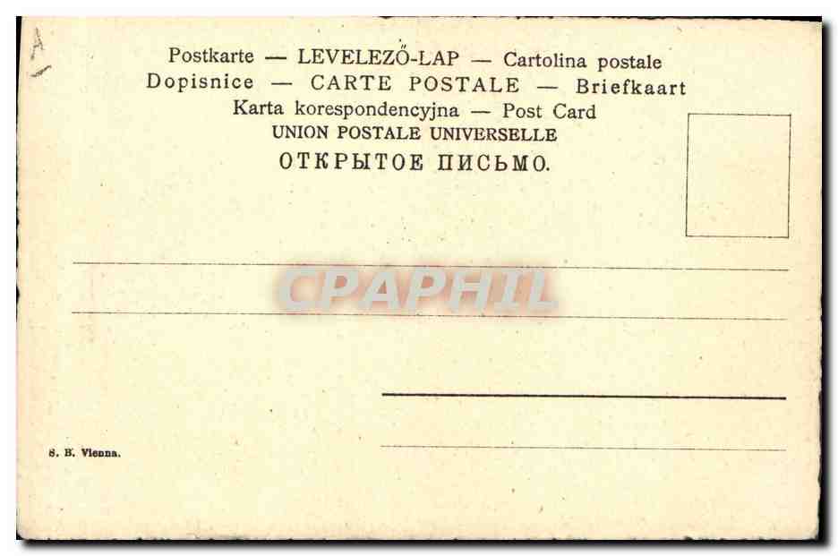 Portrait d'une femme au chapeau — gravure de F. Bals — éditeur S.B. Vienna — Verso