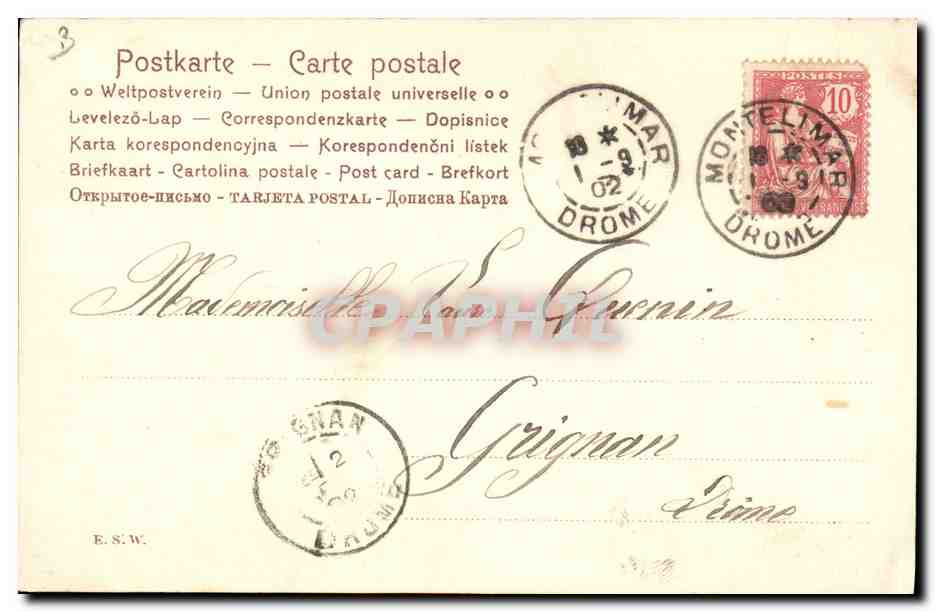 Portrait de femme en profil — Montelima — éditeur Schurbe — Reverso