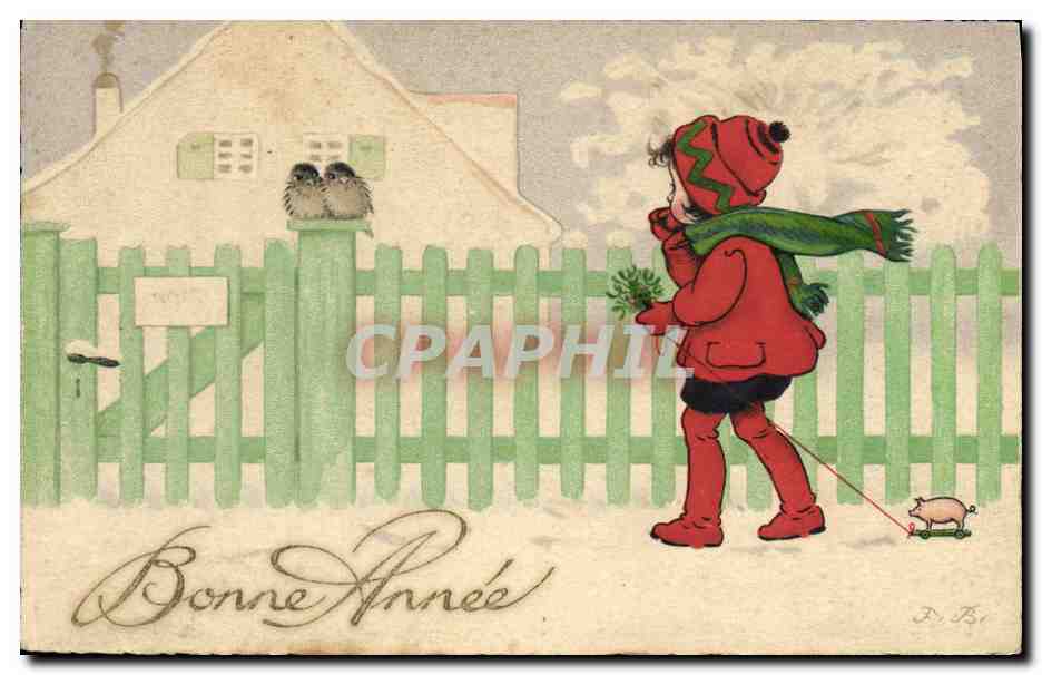 CPA Fantaisie Enfant Cochon Porc 