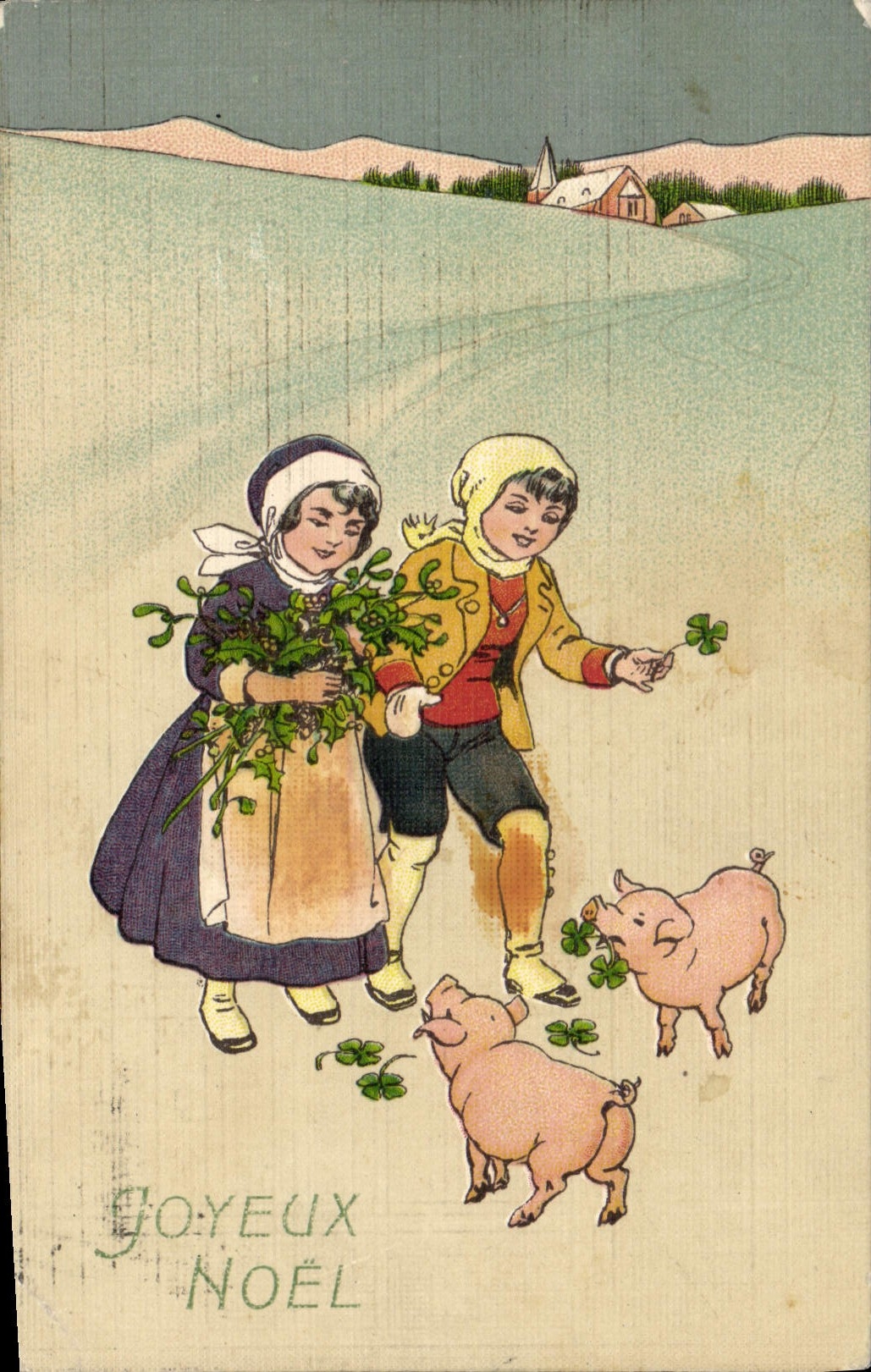 CPA Fantaisie Enfants Cochon Porc