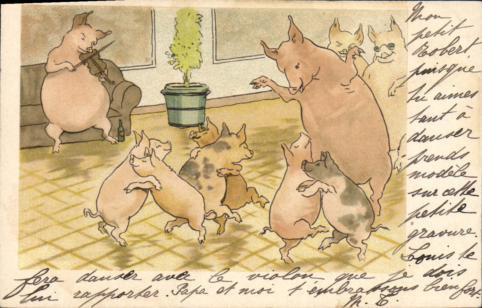 CPA Fantaisie Cochon Porc 
