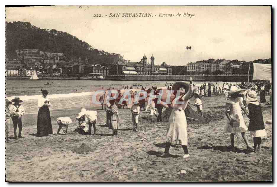 CPA San Sebastian Escenas de Playas Diabolo 