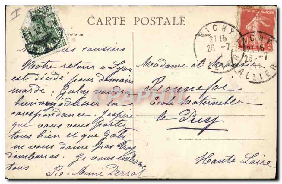 CPA Vichy Le casino La salle de jeux  — Verso