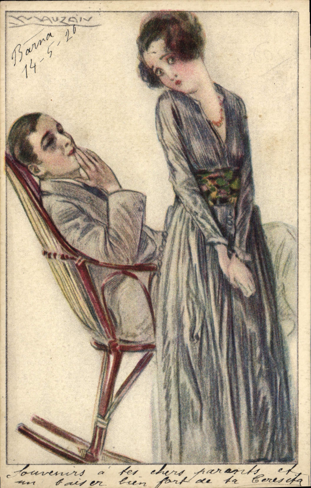 CPA Fantaisie Illustrateur Mauzan Femme 