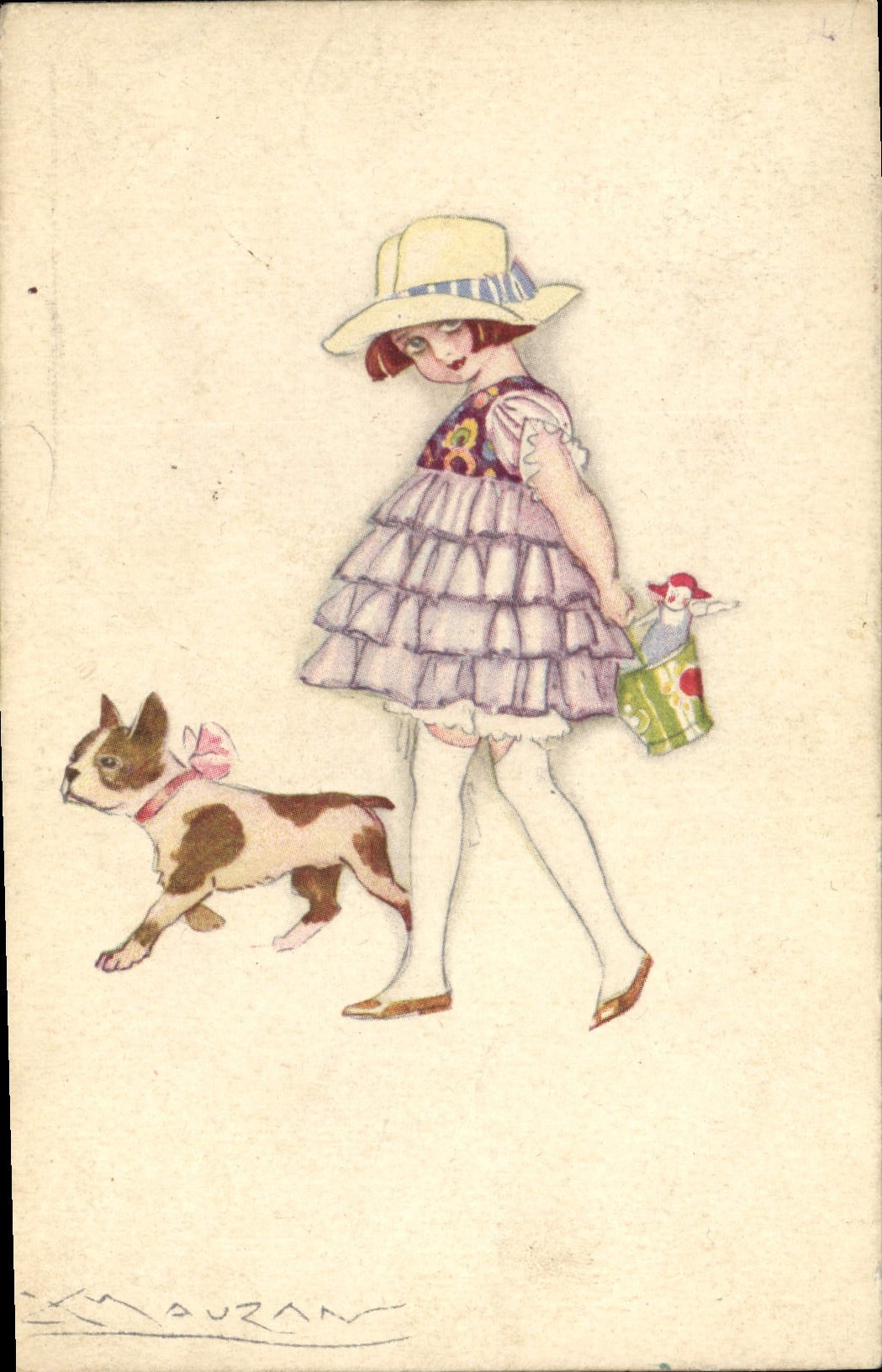 CPA Fantaisie Illustrateur Mauzan Enfant Chien 