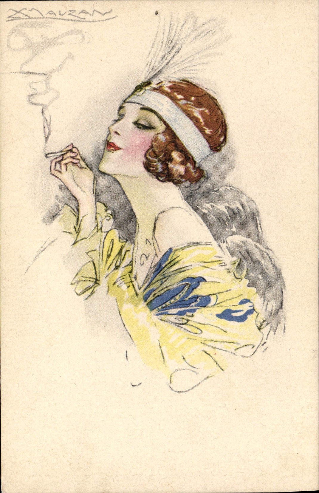 CPA Fantaisie Illustrateur Mauzan Femme Cigarette Tabac 