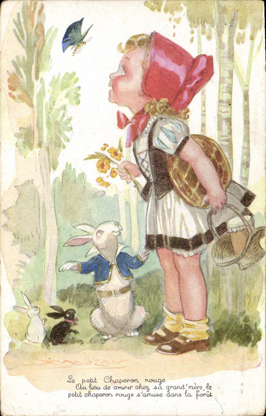 CPA Fantaisie Illustrateur Mauzan Enfant Lapin 