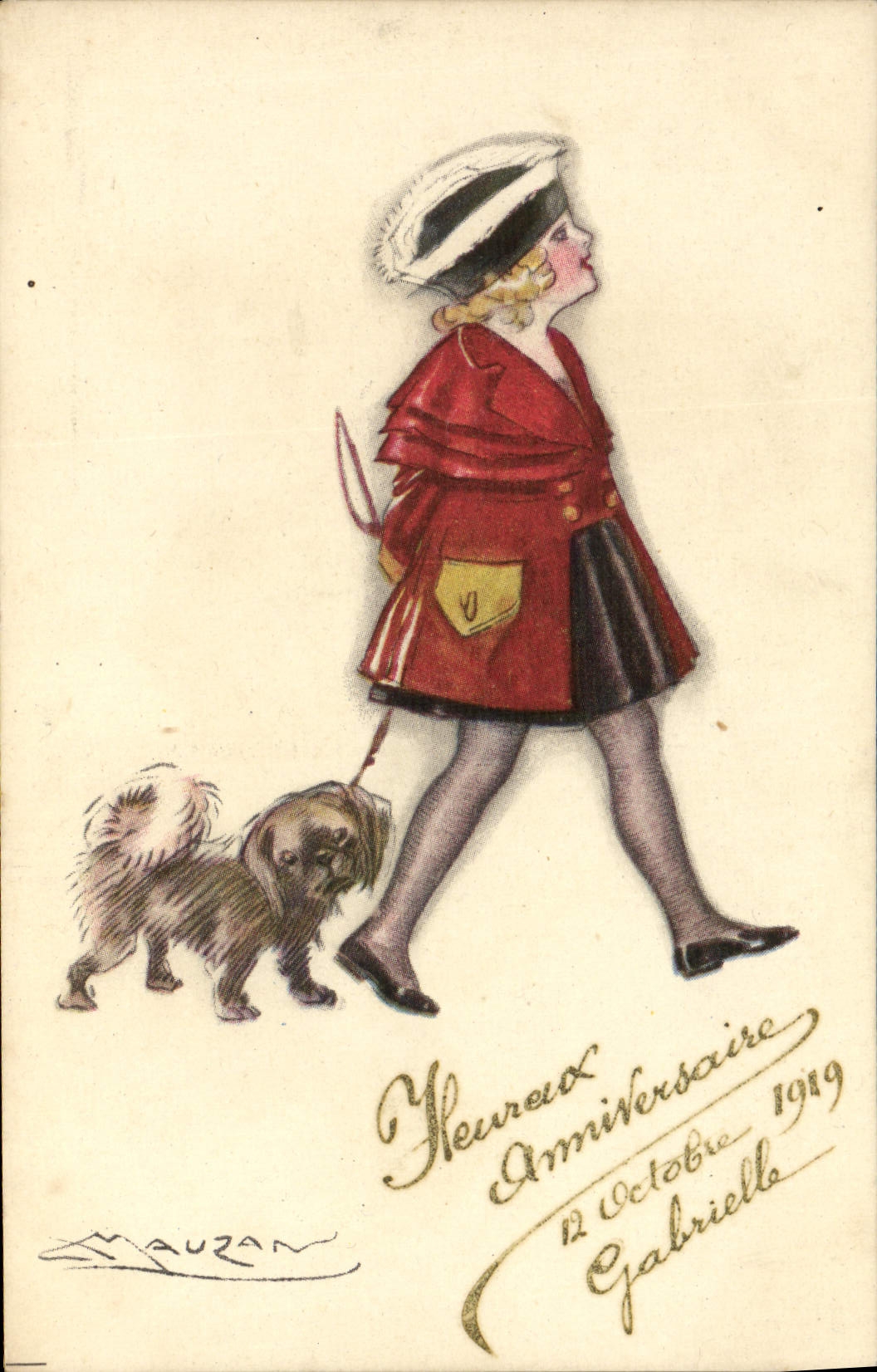 CPA Fantaisie Illustrateur Mauzan Enfant Chien 