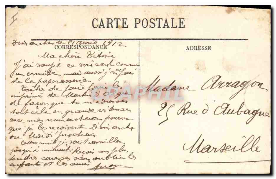 CPA Folklore Musicien et danseuse du Sud  — Verso
