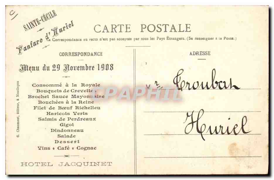 Vielleur Bourbonnais — 202 — Cliché Louis Hyssoet — Verso