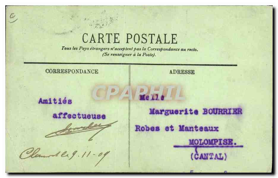 Types d'Auvergne — Joueur de Cornemuse — LL. — Reverso