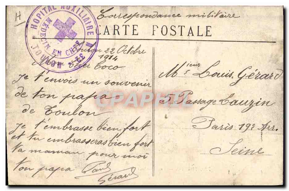 Toulon — Los Tamborileros — A. Bougault — Reverso
