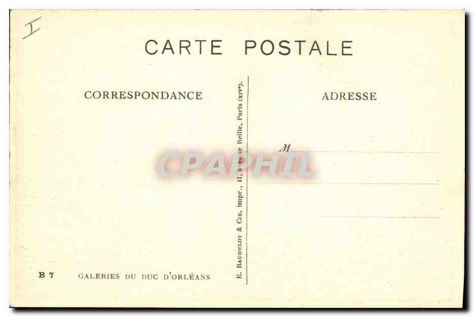 CPA Galeries du duc d'Orleans Zebu Zebre  — Rückseite