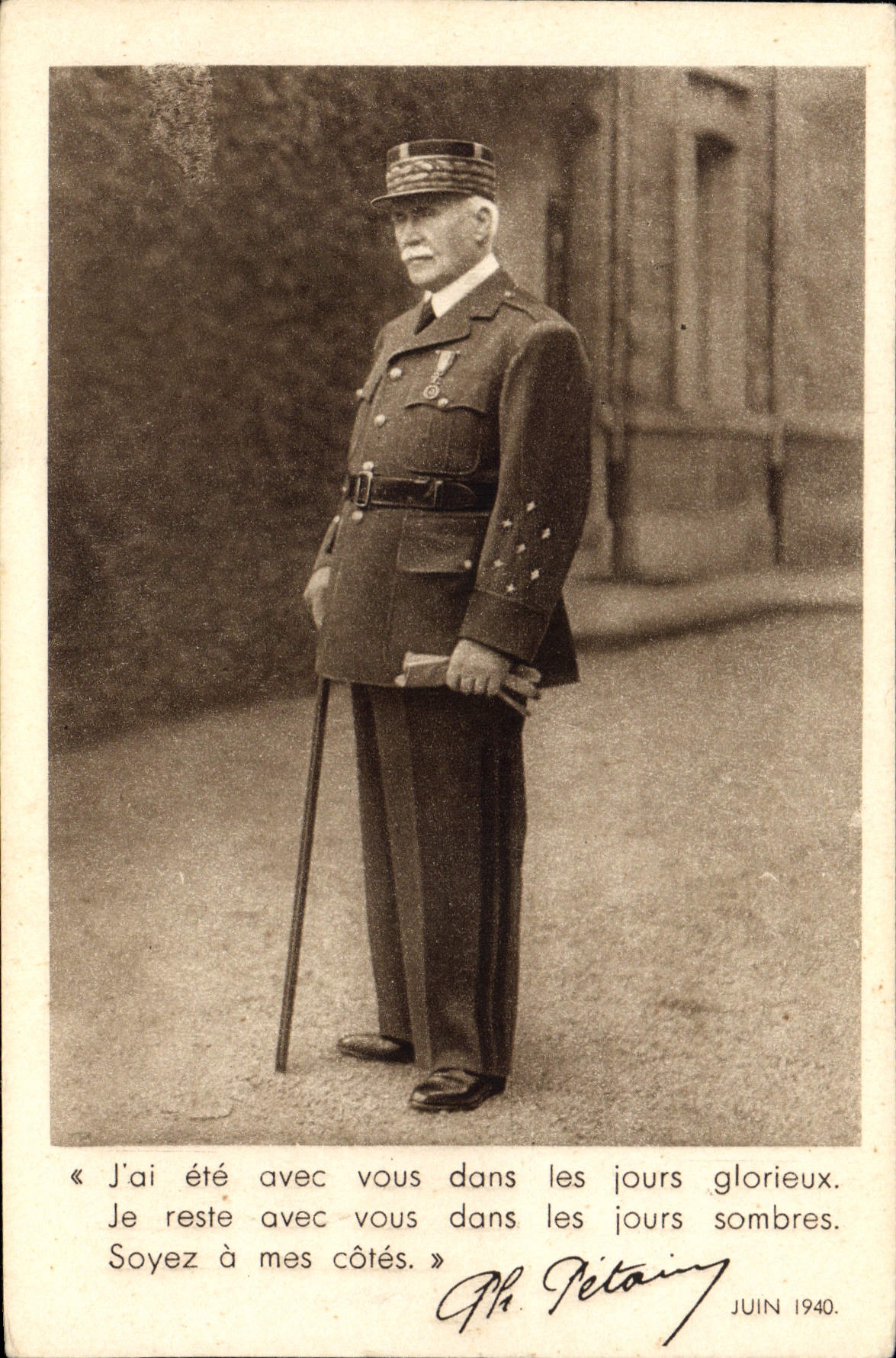 Philippe Pétain — « J'ai été avec vous dans les jours glorieux » — Grav. et imp. E. Dastos-de-Négravure, Paris