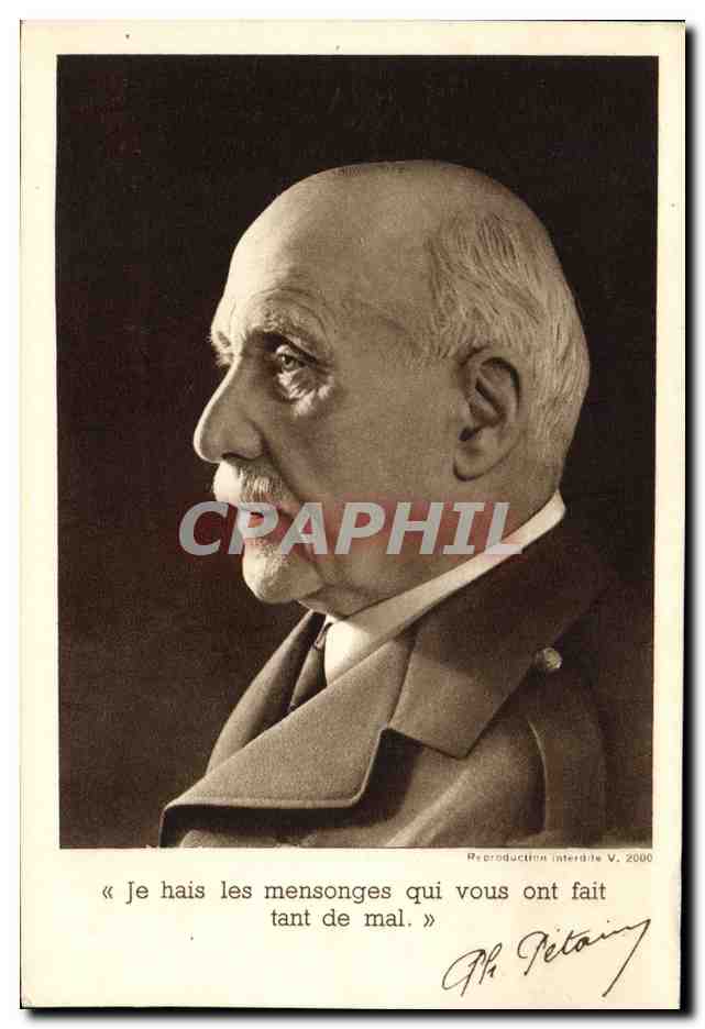 Philippe Pétain — Portrait en buste — Gravure de F. Deliné, Paris
