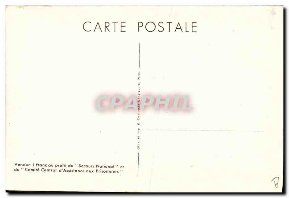 Philippe Pétain — Portrait en buste — Gravure de F. Deliné, Paris — Verso