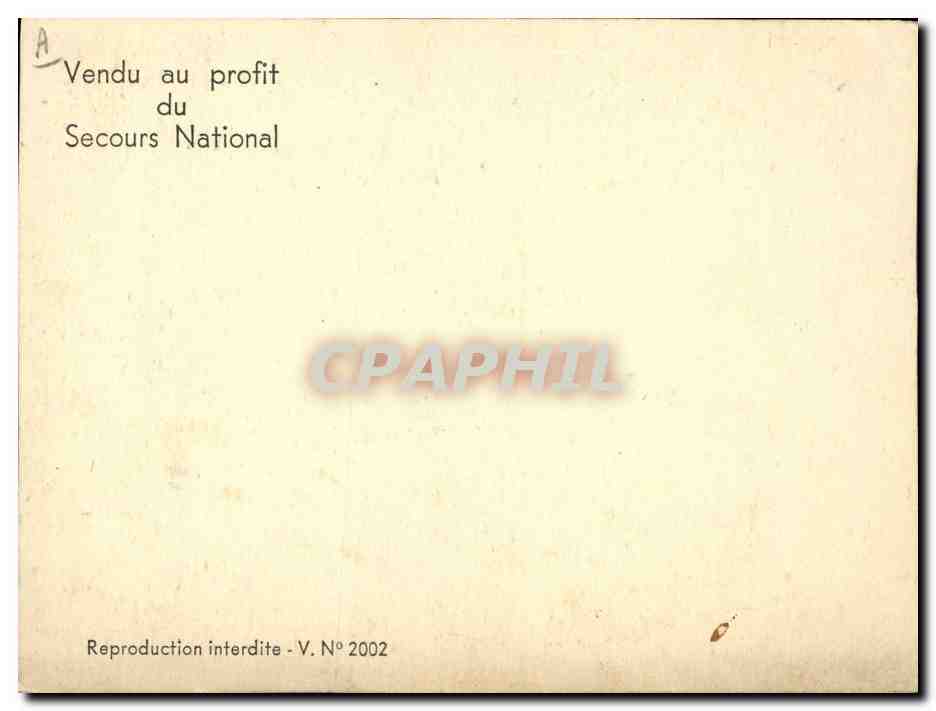 CPA Militaria Petain Secours National  — Verso