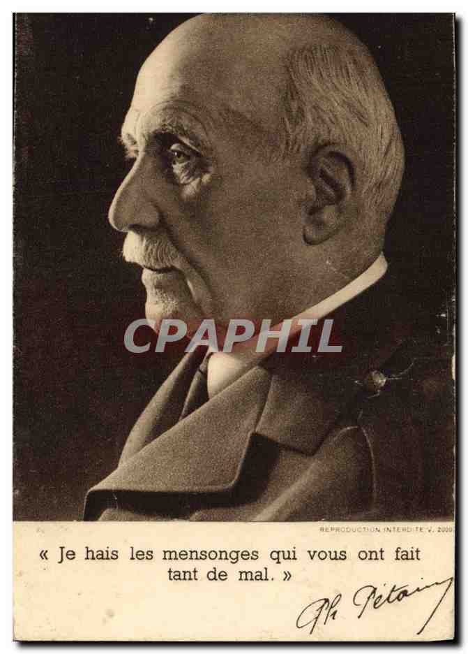 Philippe Pétain — Portrait — Gravure E. Destosses, Paris - Anverso