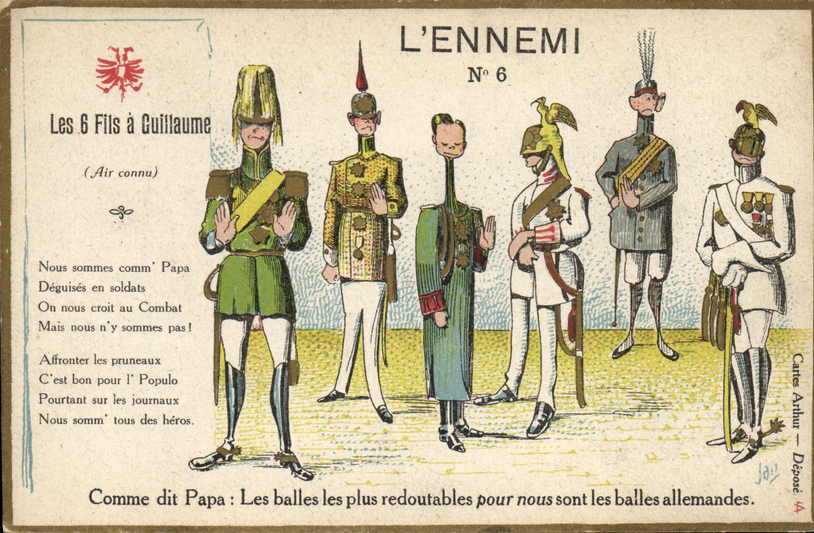 CPA Militaria L'ennemi Les 6 fils a Guillaume 