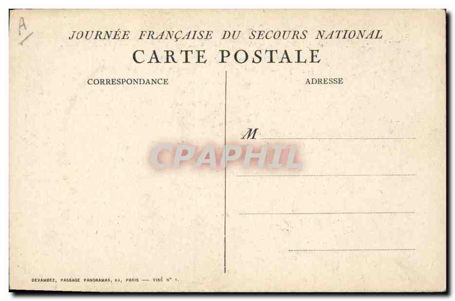 CPA Militaria Secours National  — Rückseite