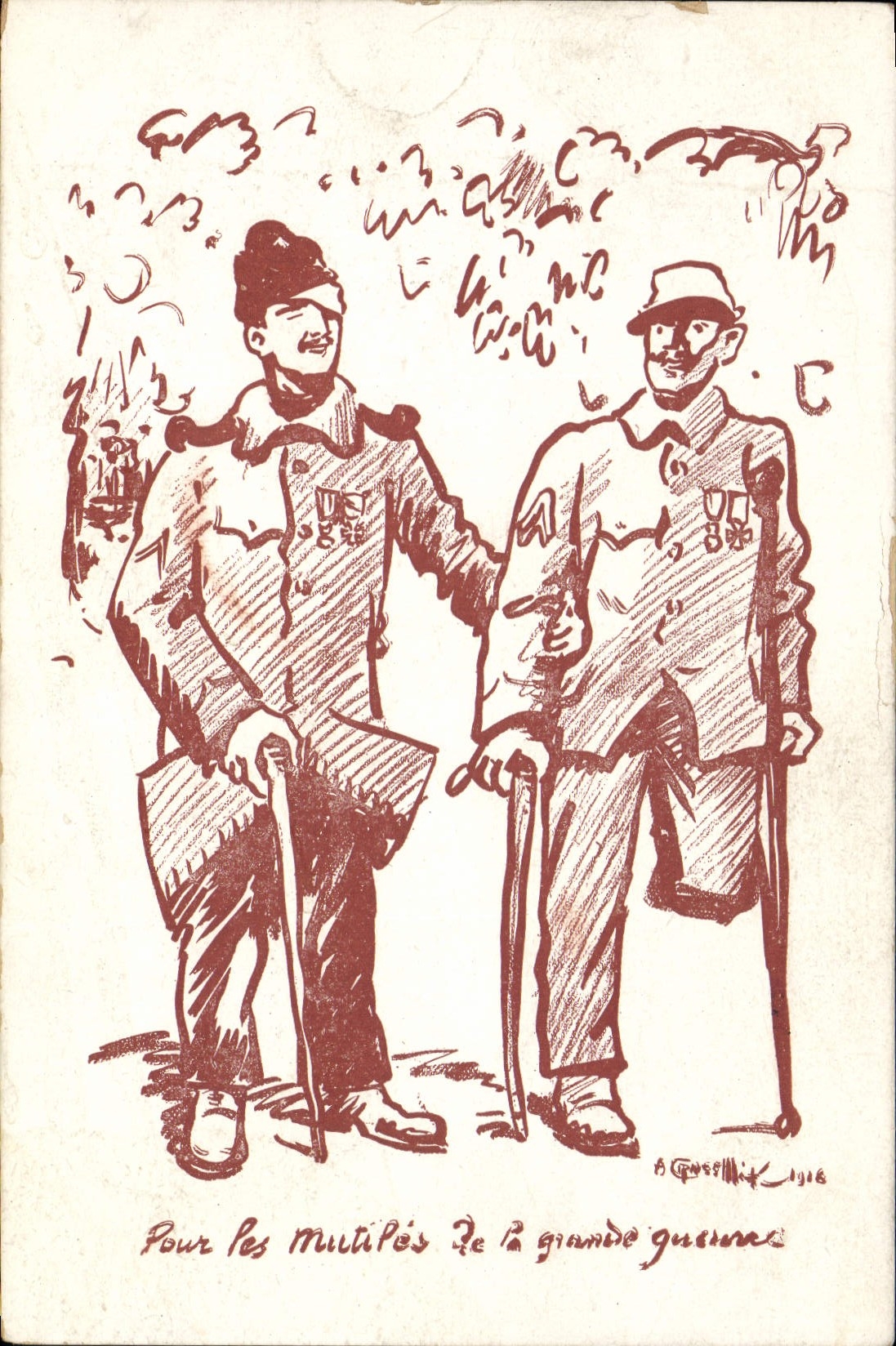 CPA Militaria Pour les mutiles de la grande guerre 