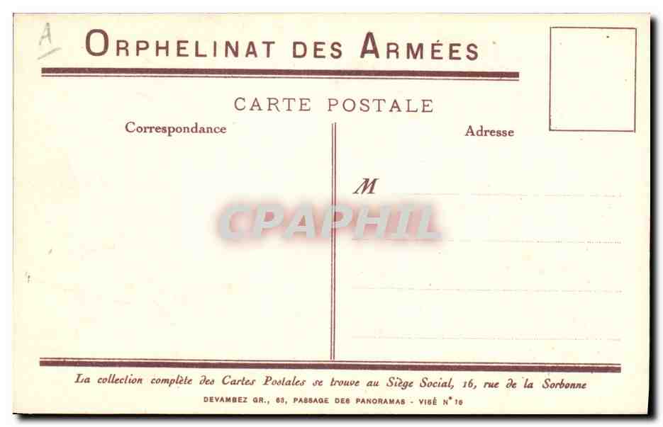 CPA Militaria Orphelinat des armees Apres la bataille  — Rückseite
