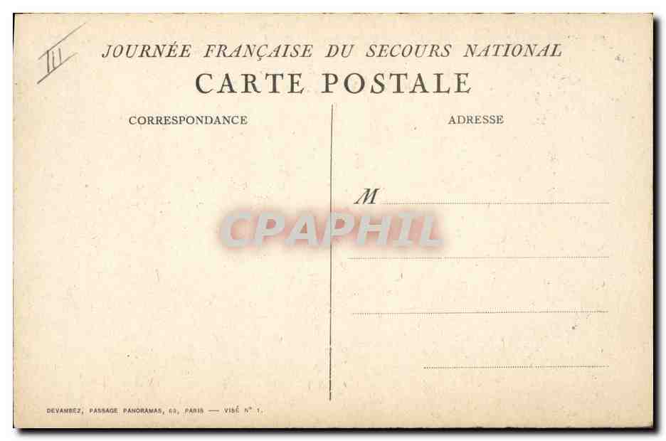 CPA Militaria Secours National  — Rückseite