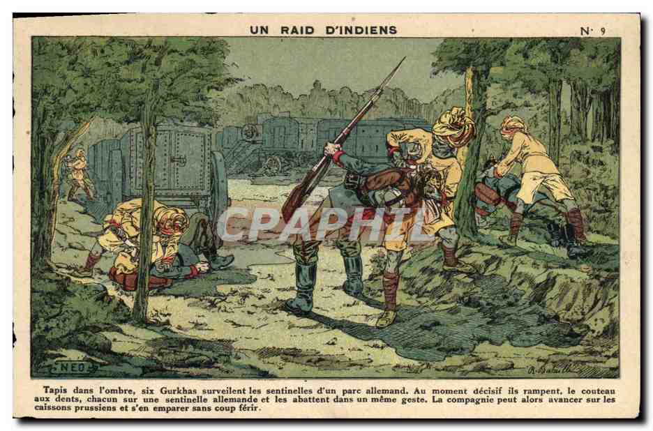 CPA Militaria Un raid d'indiens 