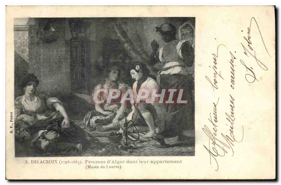 CPA Delacroix Femmes d'Alger dans leur appartement Paris Musee du Louvre 