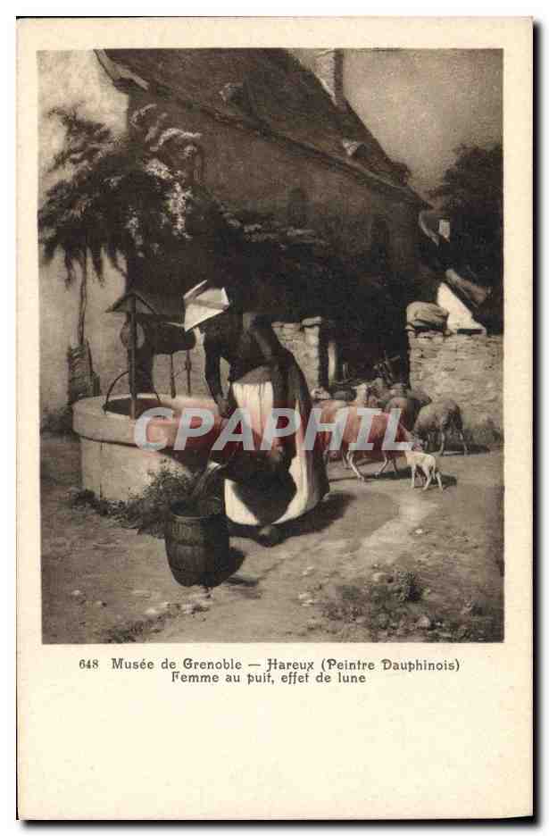CPA Musee de Grenoble Hareux Femme au puit effet de lune 