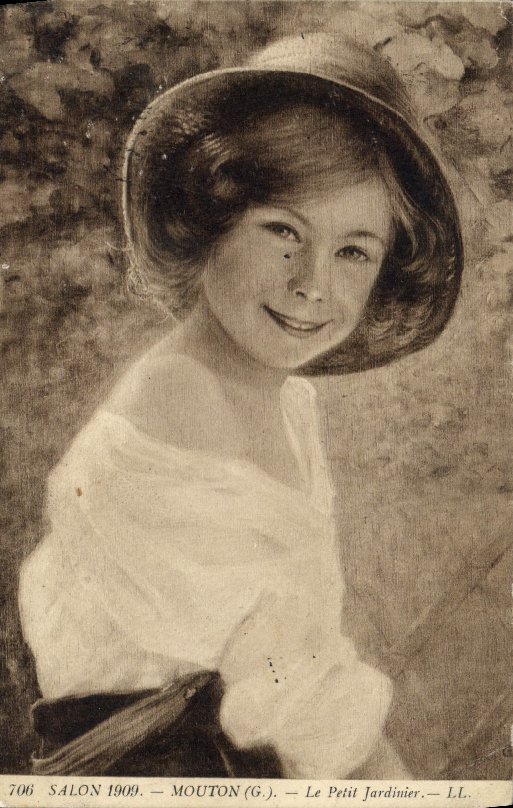 Jeune femme au chapeau — Salon 1909 — Mouton (G.) — Le Petit Jardinier — LL.