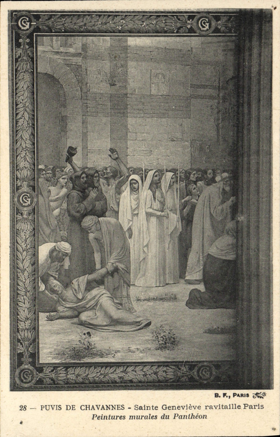 CPA Puvis de Chavannes Sainte Genevieve ravitaille Paris Peintures murales du Pantheon 